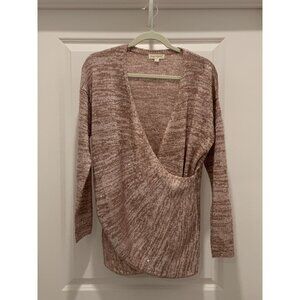 Song N Spirit Sweater Medium Women’s Crossover Sparkly Pinkish Long Sleeve